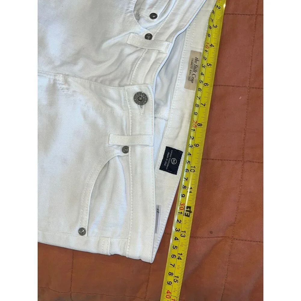 AG Adriano Goldschmied The Stilt Cigarette Jean Crop White Jeans Size 27 Womens